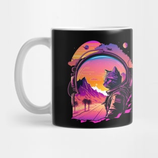 astronaut cat sunset Mug